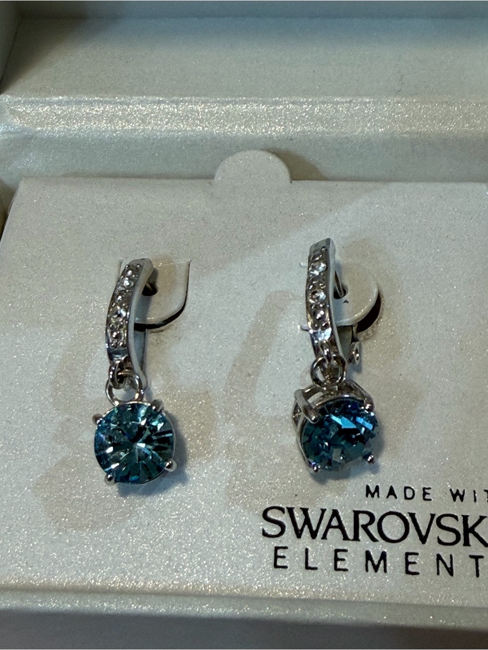 jcpenney Teal Crystal Drop Pierced Clip-On Earrings - Silver Tone
